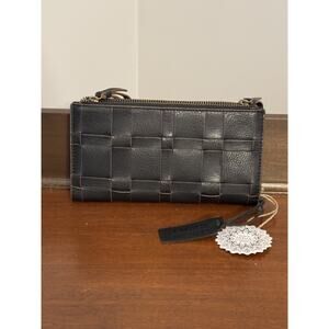 Leather wallet Made in India Soft Double Zippers Woven Double Snap NWT